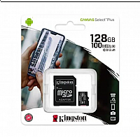 Карта памяти microsd 128gb kingston c10 canvas select plus 100r a1+sd адаптер