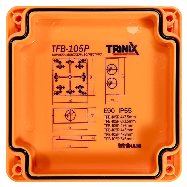 Огнестойкая распределительная коробка trinix trinix tfb-105p 4x3.5