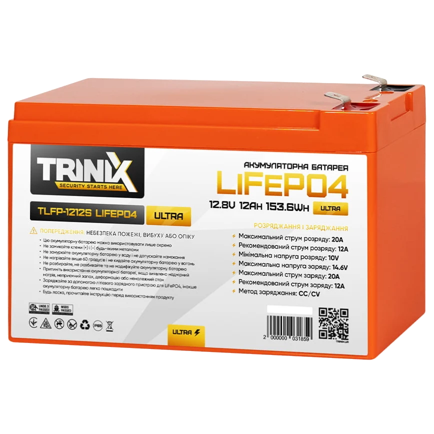Литиевая аккумуляторная батарея trinix trinix tlfp-1212s ultra 12А•ч 12В