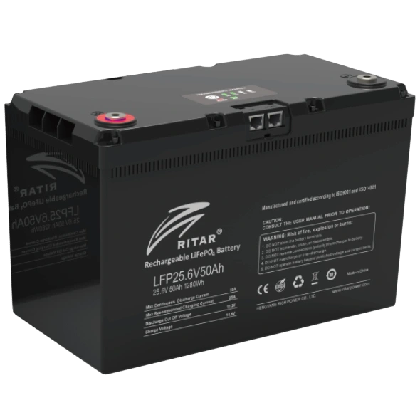 Батарея ritar ritar lfp25.6v50ah g3 с системой подогрева и bluetooth