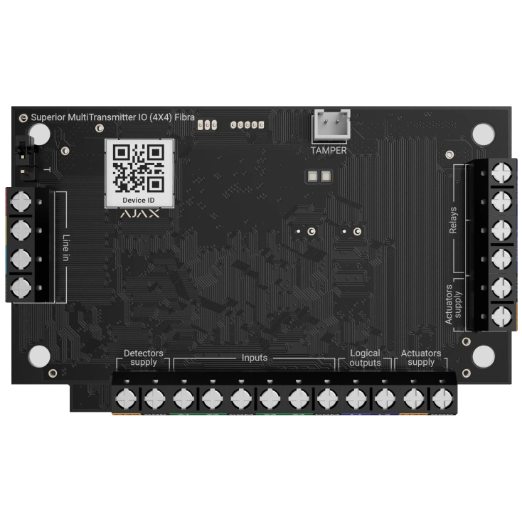 Модуль для интеграции ajax ajax superior multitransmitter io (4x4) fibra 8ми проводных устройств