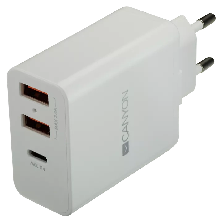 Сетевое зарядное устройство Canyon Canyon H-08 white (QC/PD 30W)