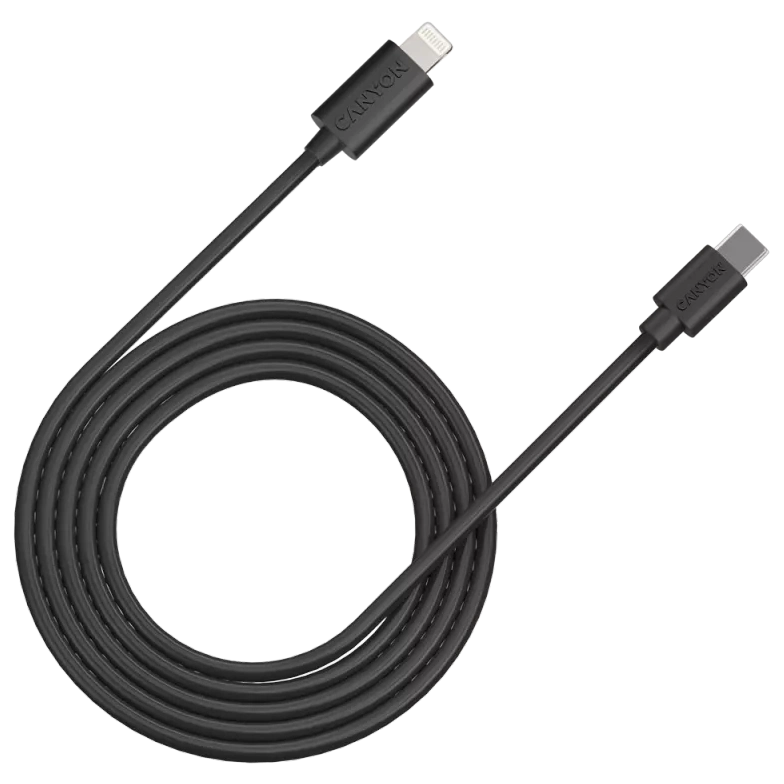 Кабель canyon canyon cfi12b black (lightning - usb-c ) 2м 20Вт