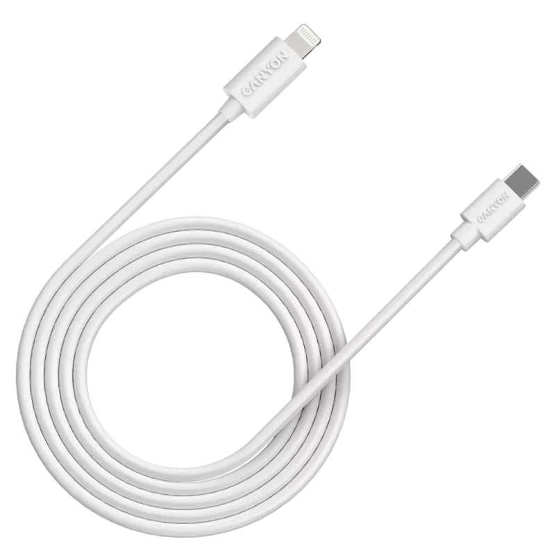 Кабель canyon canyon cfi12b white (lightning - usb-c ) 2м 20Вт