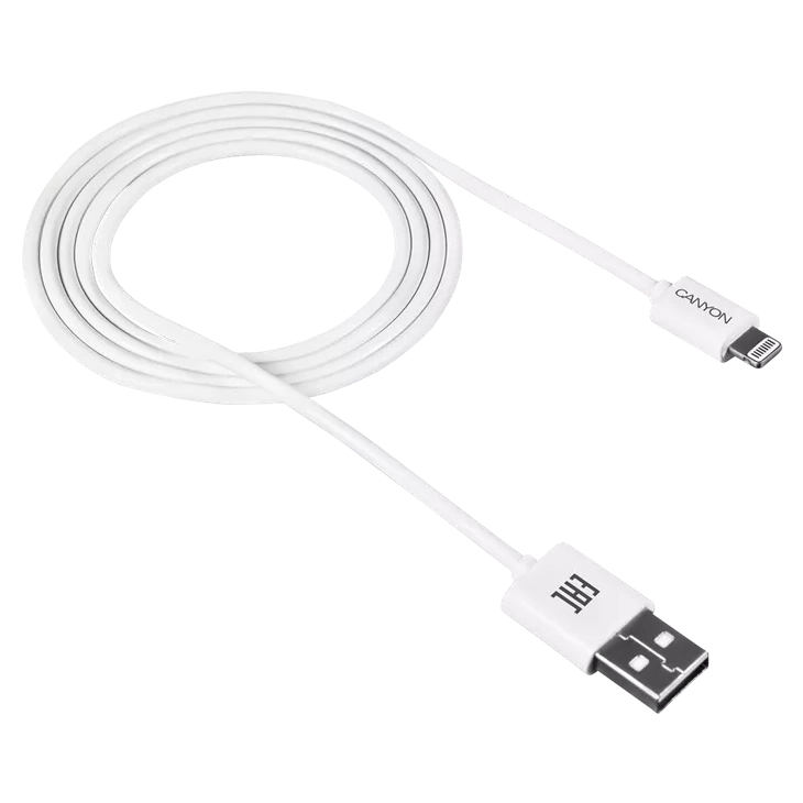 Кабель canyon canyon cfi1w white (lightning - usb-a) 1м