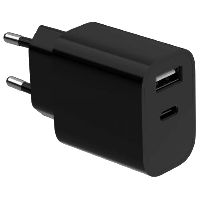 Мережевий зарядний пристрій gembird gembird ta-uc-2ac12-01-bk (usb type a + usb type c)