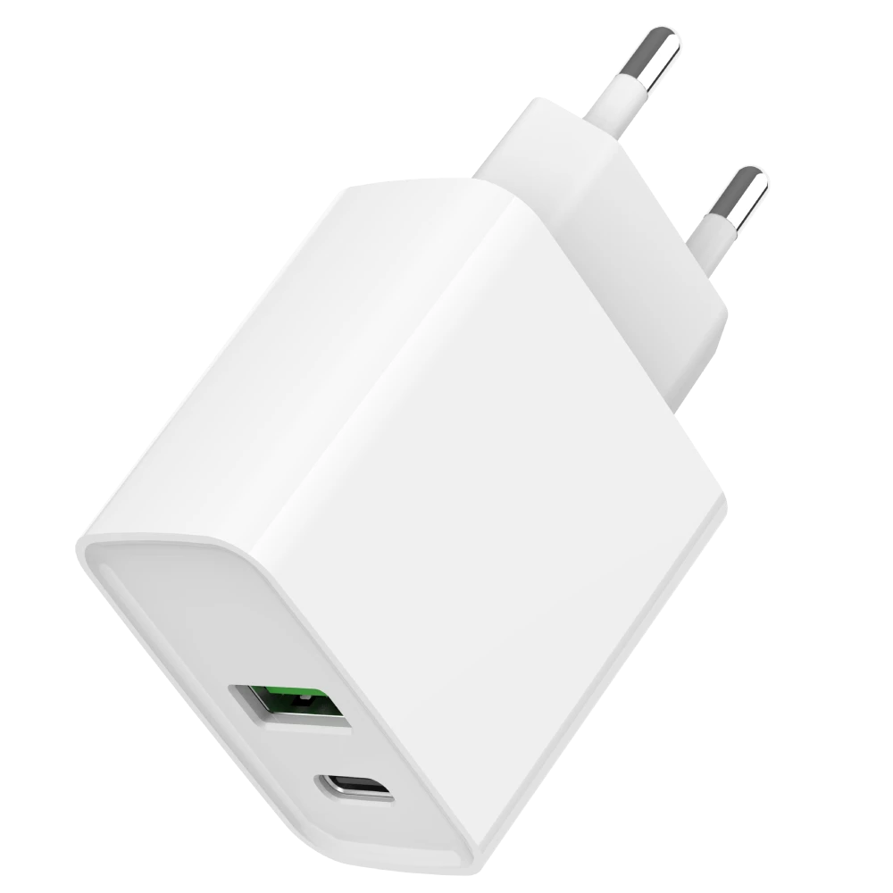 Мережевий зарядний пристрій gembird gembird ta-uc-pdqc20-01-w 1 usb-a + 1 type-c (pd20Вт + qc3.0 18Вт)