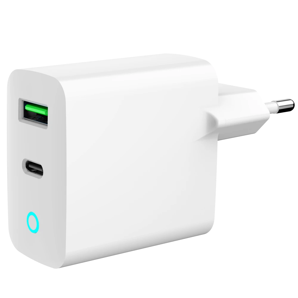 Мережевий зарядний пристрій gembird gembird ta-uc-pdqc20l-w-01 1 usb-a + 1 type-c (pd20Вт + qc3.0 18Вт)
