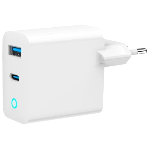 Мережевий зарядний пристрій gembird gembird ta-uc-pdqc45l-w-01 (usb-a + type-c)
