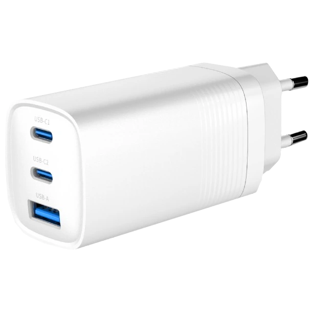 Мережевий зарядний пристрій gembird gembird ta-uc-pdqc65-01-w (usb type a + usb type c)