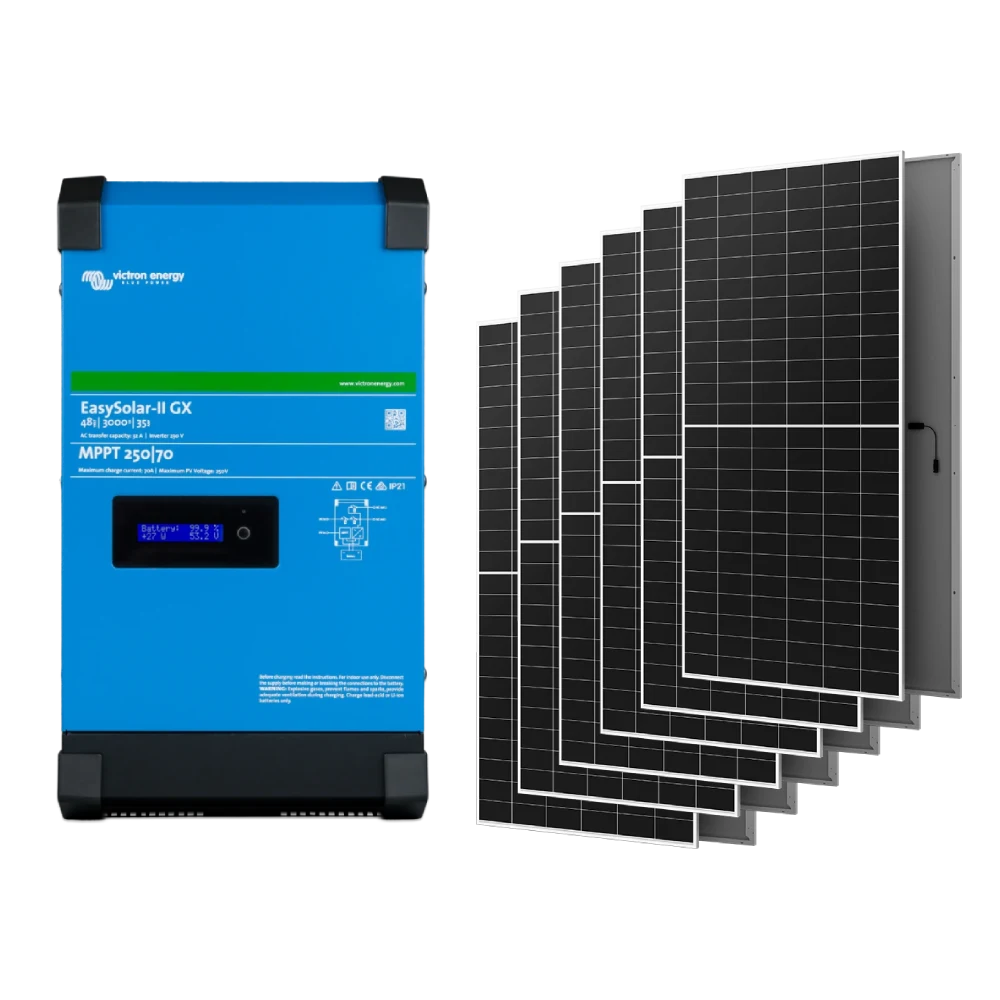 Система автономного живлення однофазна victron energy victron energy easysolar-ii gx 48/3000/35-32 + aiko g645-mch72dw 2.4 кВт