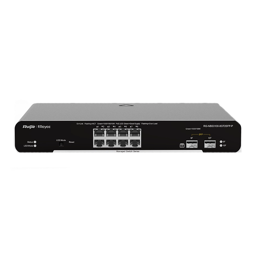 8-портовый гигабитный l2 управляемый коммутатор poe ruijie ruijie rg-nbs3100-8gt2sfp-p