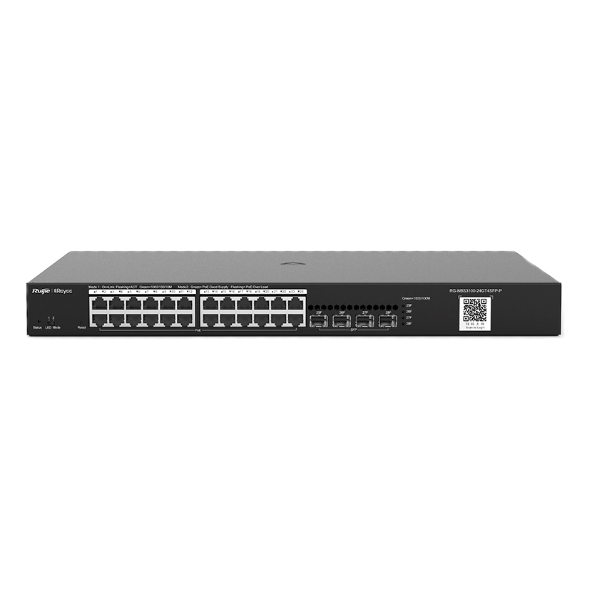 24-портовый гигабитный l2 управляемый коммутатор poe ruijie ruijie rg-nbs3100-24gt4sfp-p