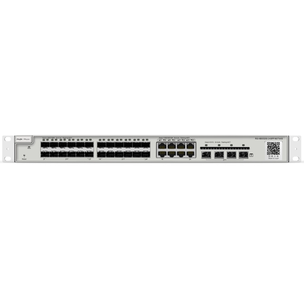 24-портовый гигабитный l2+ управляемый коммутатор ruijie ruijie reyee rg-nbs5200-24sfp/8gt4xs