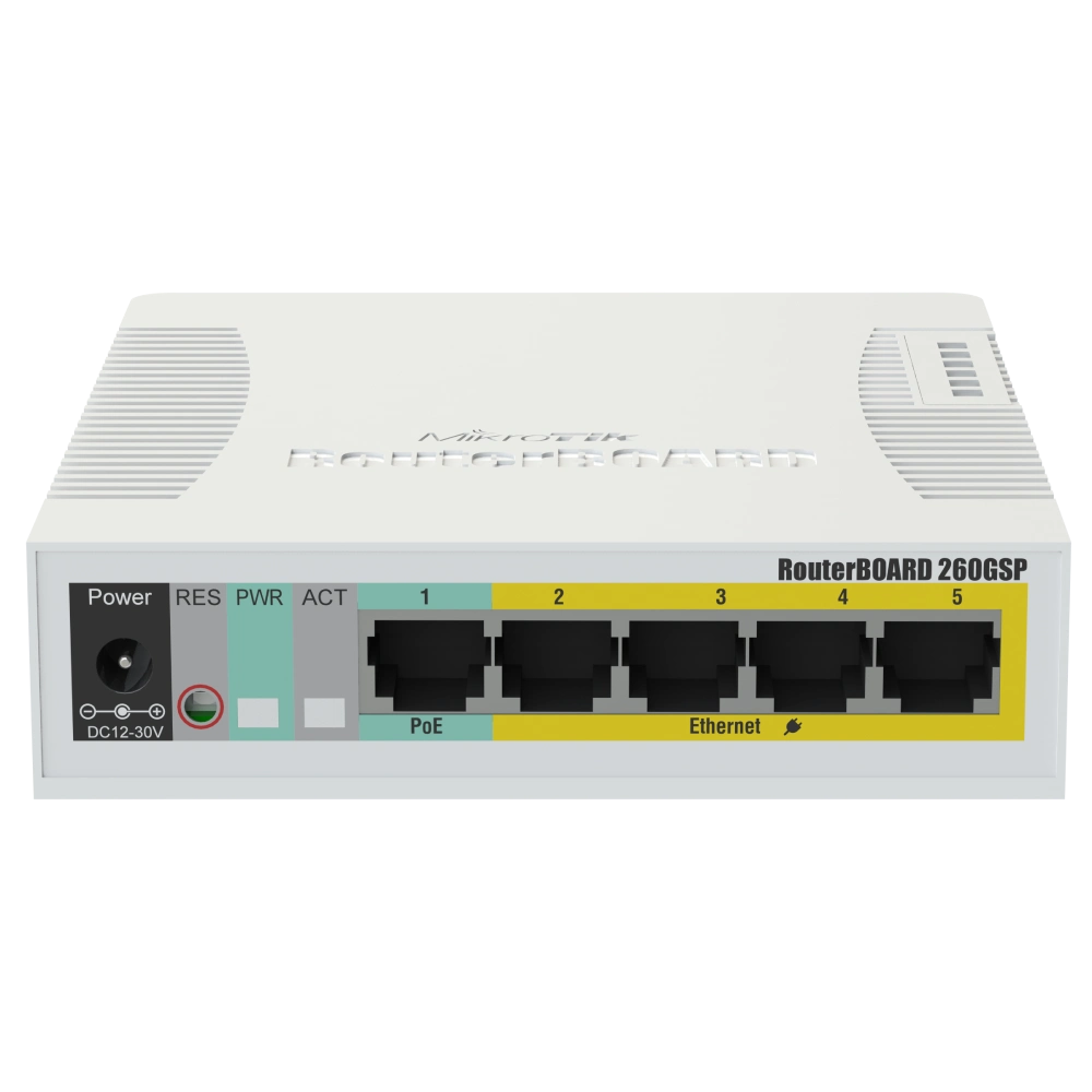 5-портовый гигабитный управляемый poe коммутатор mikrotik mikrotik rb260gsp (css106-1g-4p-1s)