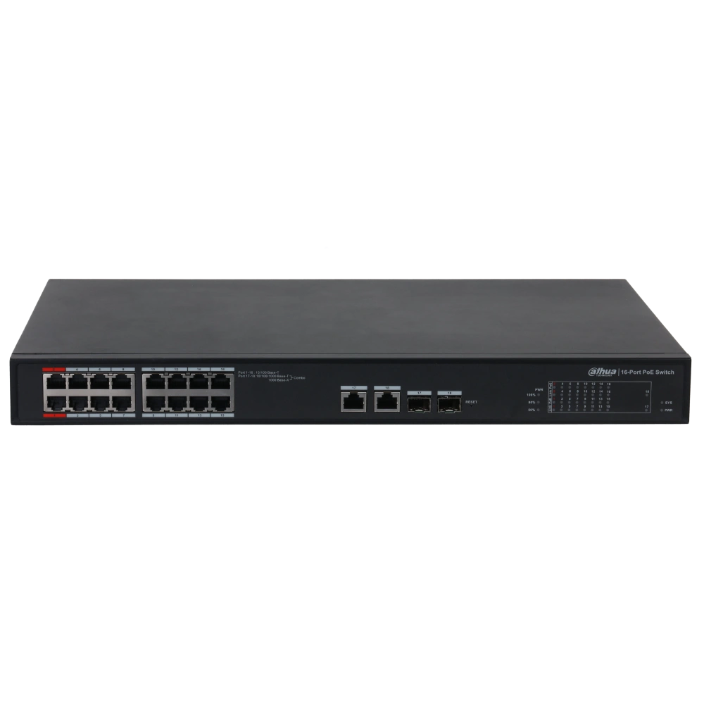 18-портовый управляемый 16xpoe (2x90Вт) dahua dh-s4101-16et2gf-240-c