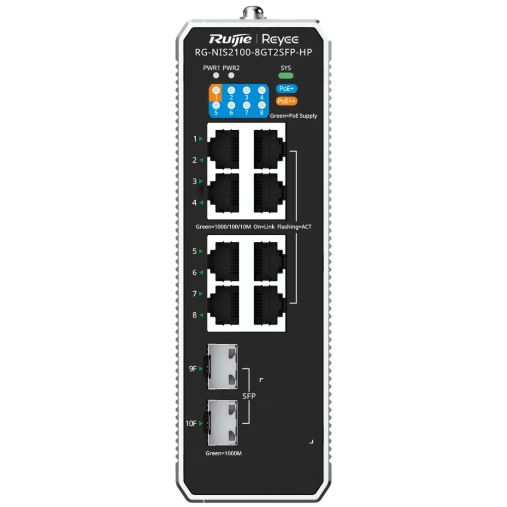 Промышленный коммутатор ruijie ruijie reyee rg-nis2100-8gt2sfp-hp