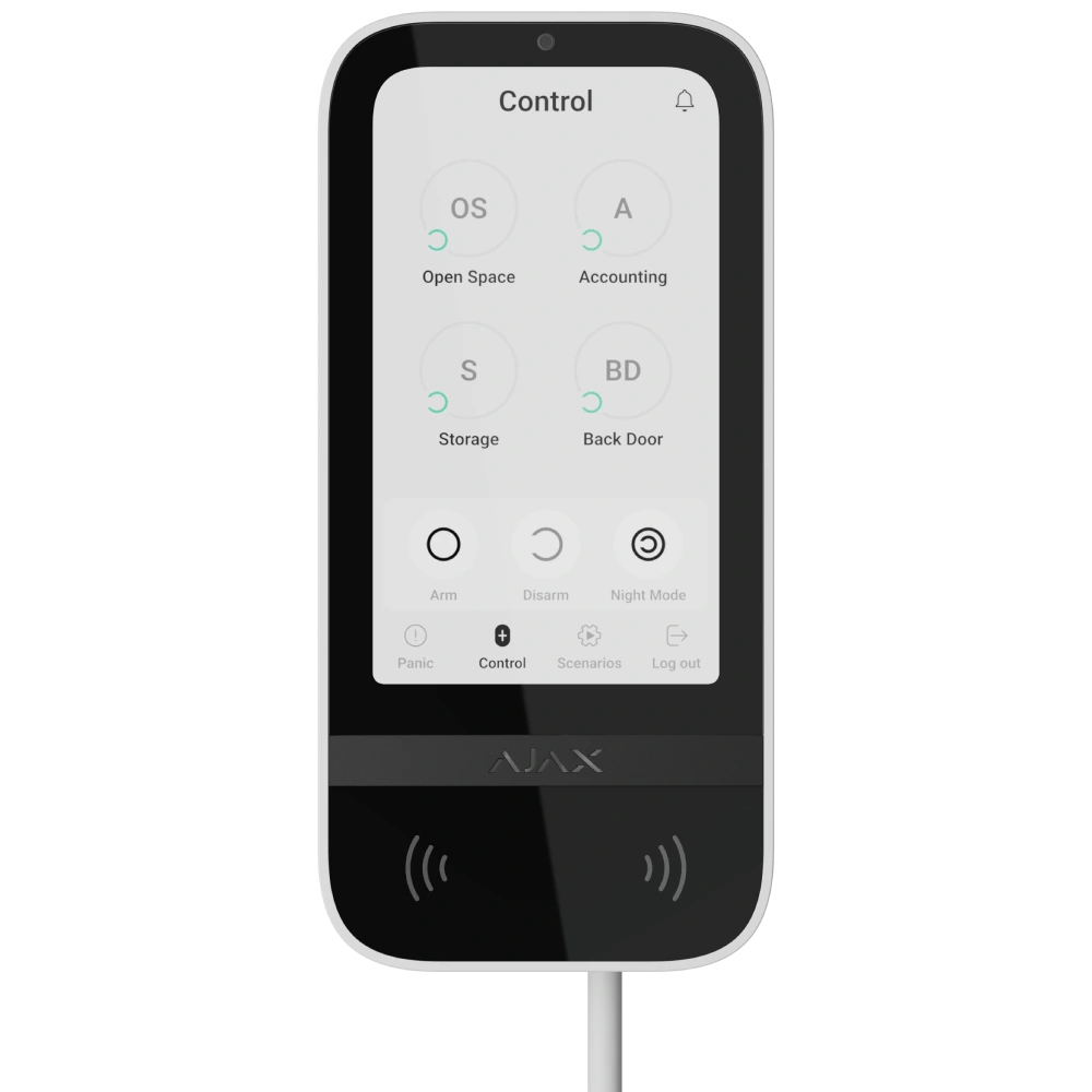Клавиатура ajax ajax keypad touchscreen fibra white проводная сенсорная
