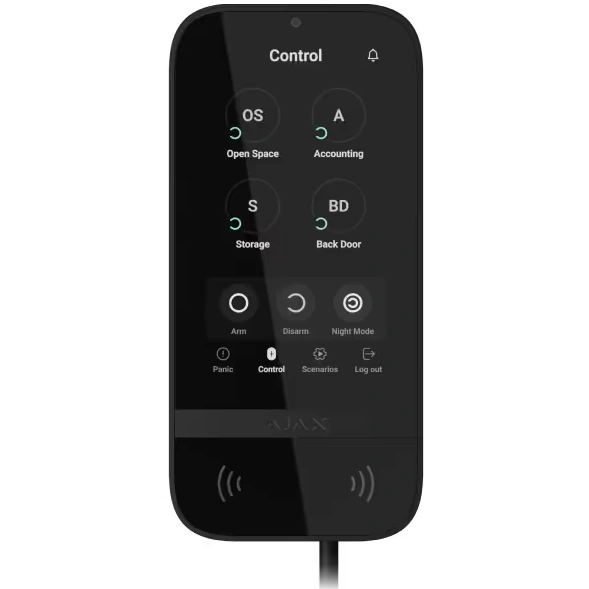 Клавиатура ajax ajax keypad touchscreen fibra black проводная сенсорная