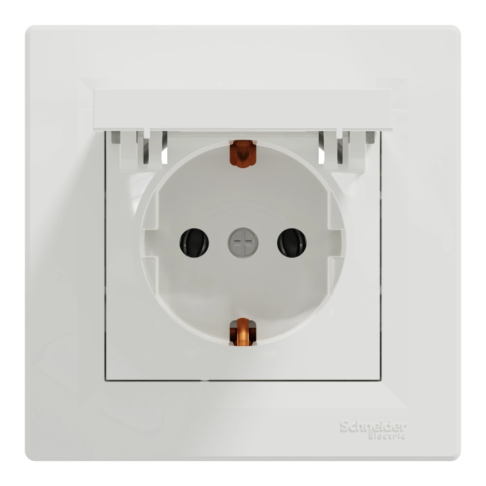 Розетка одинарная с заземлением и крышкой schneider electric schneider electric asfora eph3100121