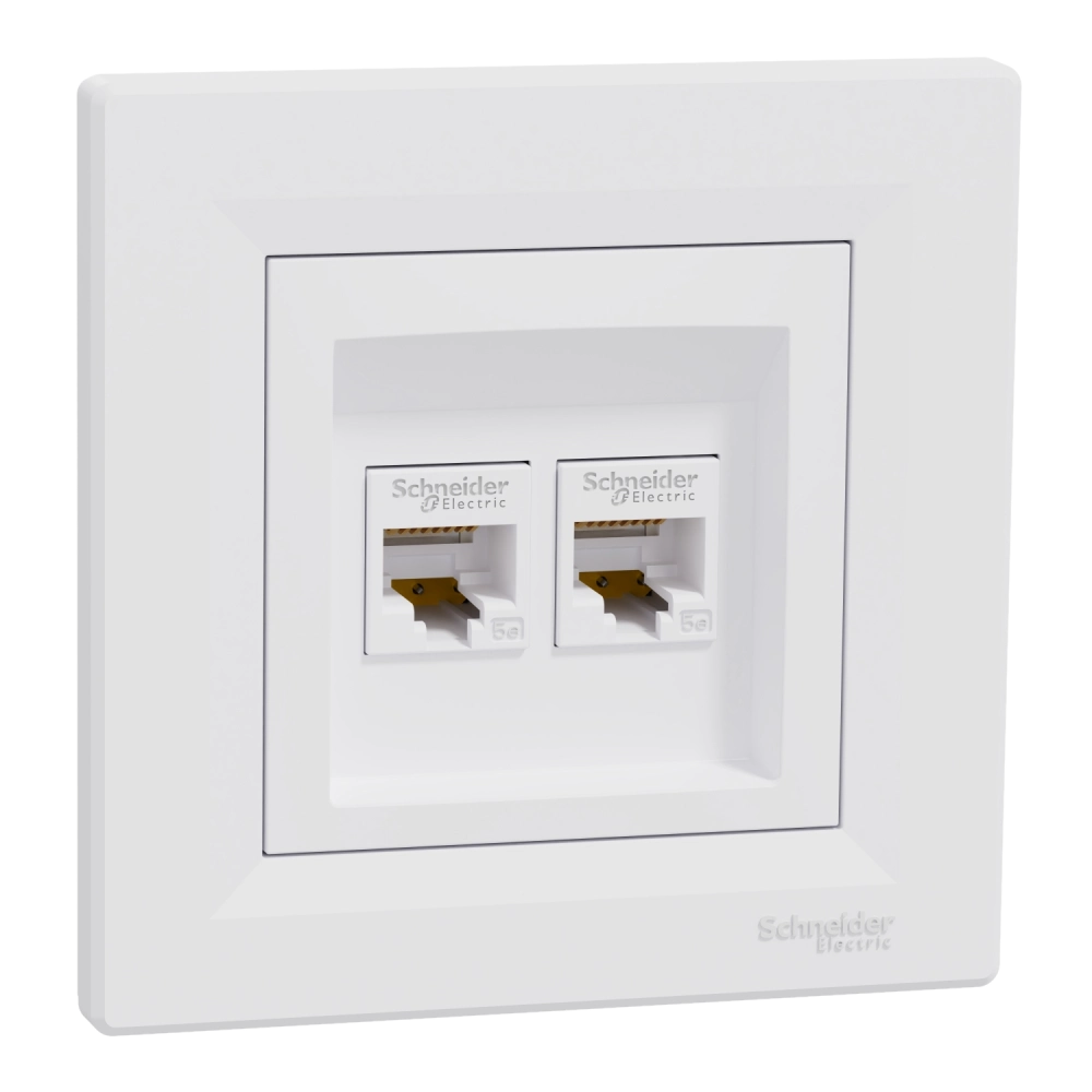 Розетка компьютерная двойная белая schneider electric schneider electric asfora eph4400121 rj45 5e