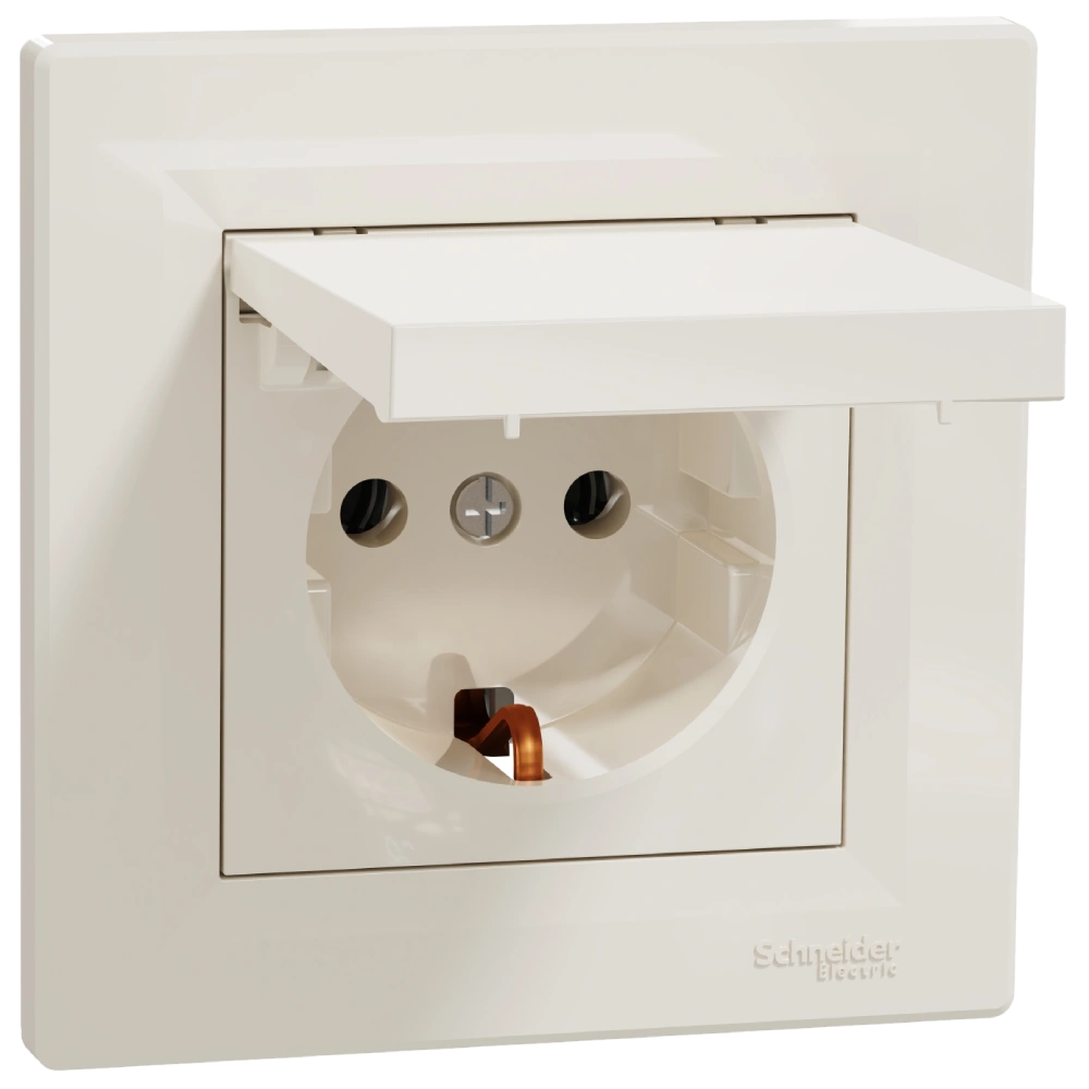 Розетка с крышкой, с заземлением schneider electric schneider electric asfora eph3100123