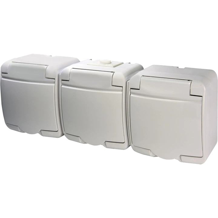 Розетка 3-на с/к schuko rhe-3s (белая/белая крышка, ip54) eti hermetics eti 4668023