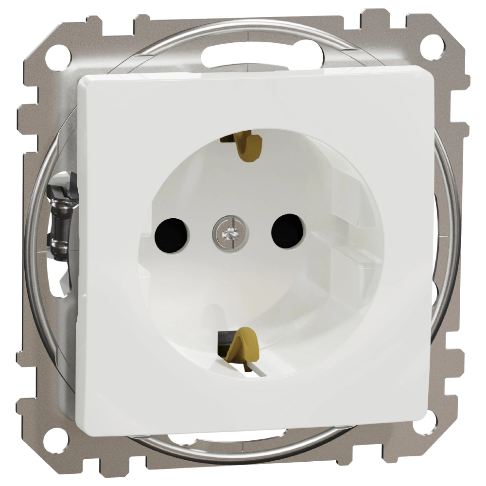 Розетка schneider electric schneider electric sedna design & elements sdd111022 с заземлением и шторками