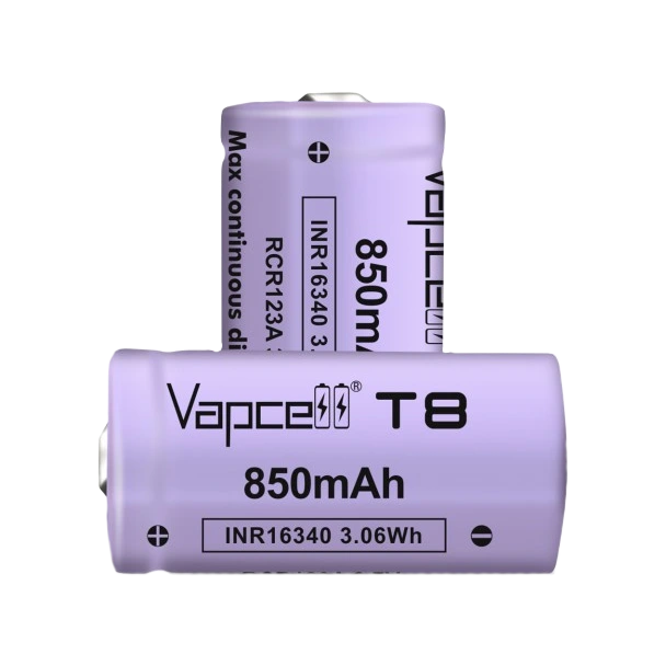 Акумулятор vapcell t8 inr16340 (cr123a) 850 mah 3a, li-ion