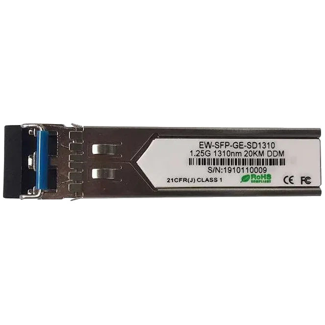 Модуль sfp ewind ewind ew-sfp-ge-sd1310 155m, single-mode dual fiber, 1310nm, 20km, lc connector