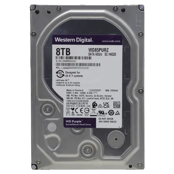 Накопитель hdd western digital western digital purple 8tb 5400rpm 256mb wd85purz 3.5 sata iii